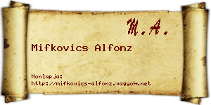 Mifkovics Alfonz névjegykártya